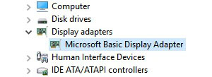 microsoft basic display adapter windows 10 nvidia
